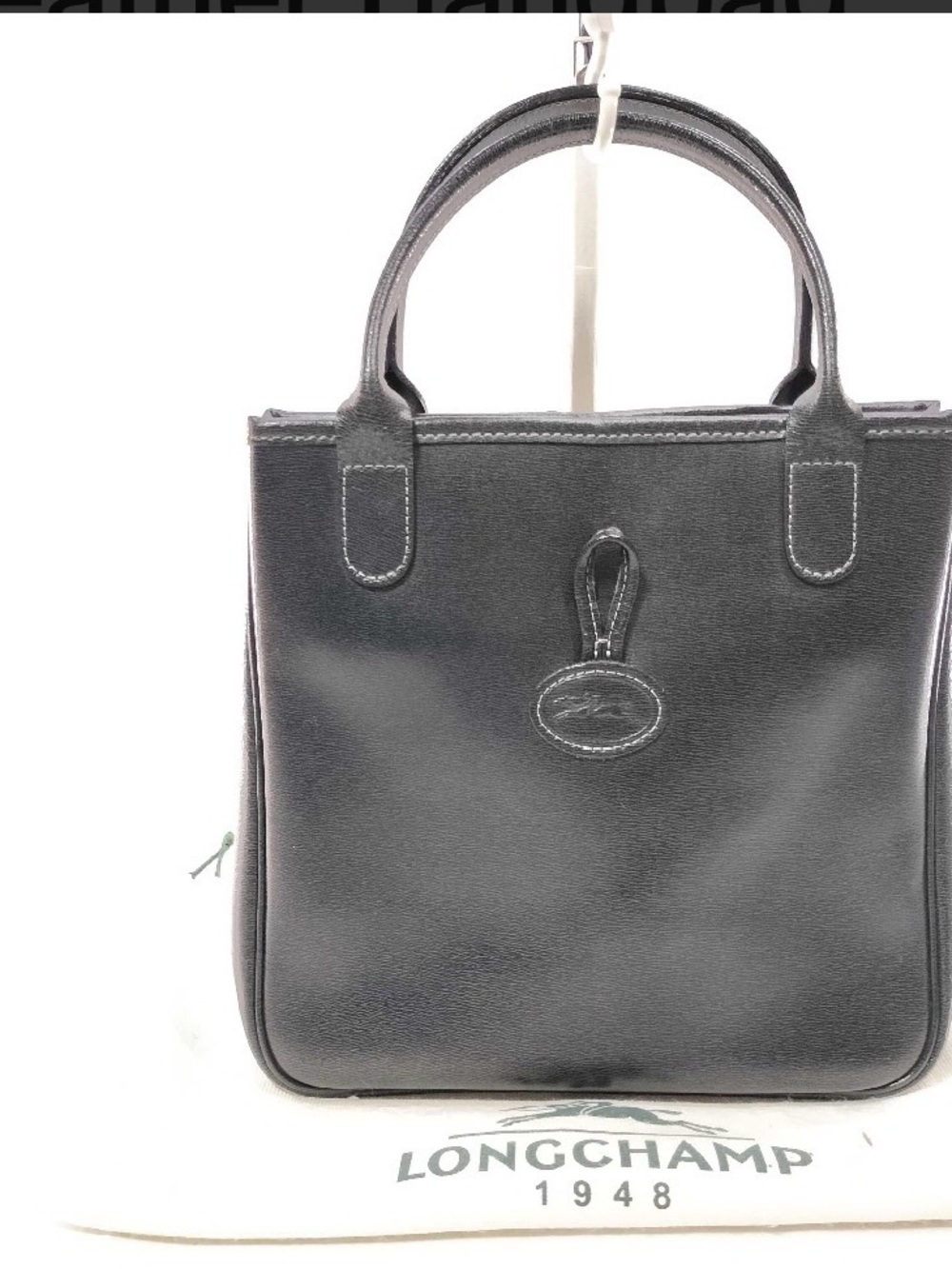 Longchamp Black Leather Small Tote with Top Handles